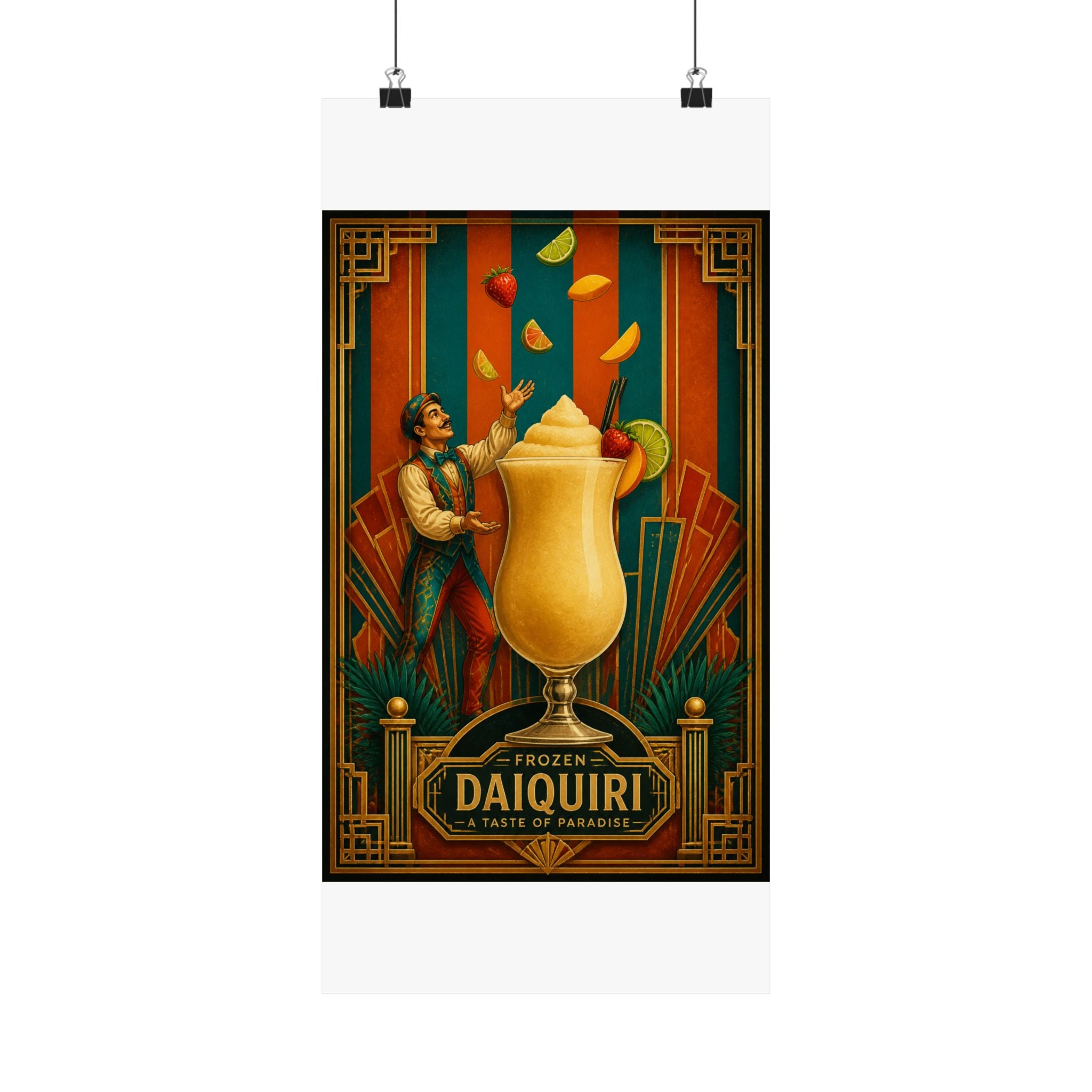 Daiquiri Fruit Juggler Wall Art Poster 24×36 Art Deco Bar Area Decor Maximalist Print