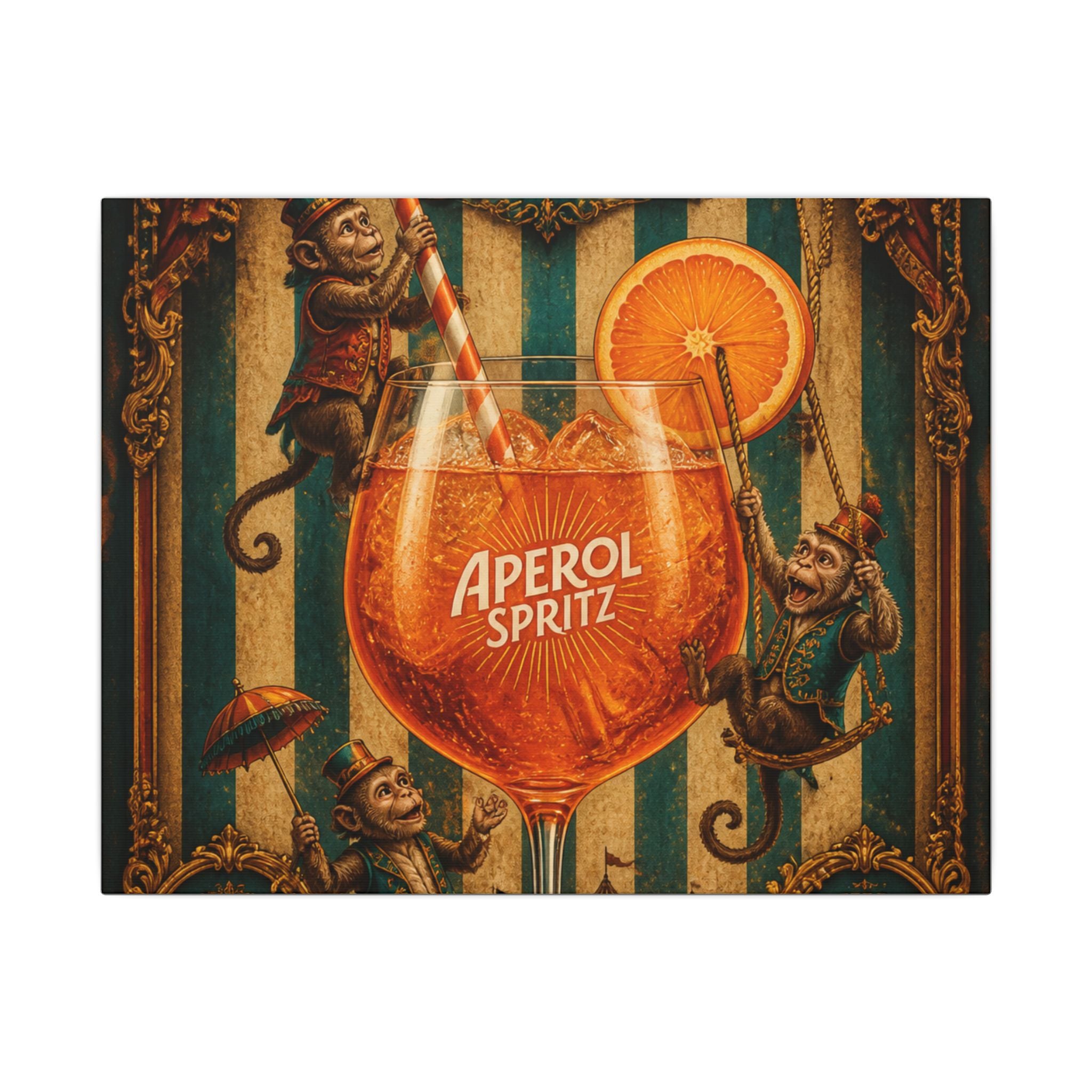 Aperol Spritz Monkeys Wall Art Canvas 16×20 Baroque Home Office Decor Maximalist Print