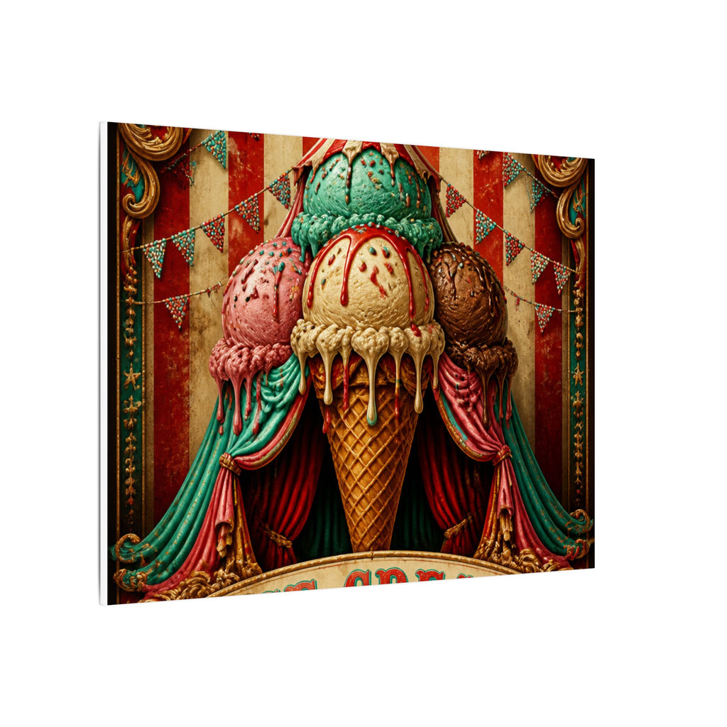 Ice Cream Cone Circus Tent Wall Art Canvas 24×36 Baroque Studio Decor Maximalist Print