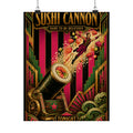 Sushi Roll Cannon Wall Art Poster 24×36 Art Deco Bar Area Decor Maximalist Print