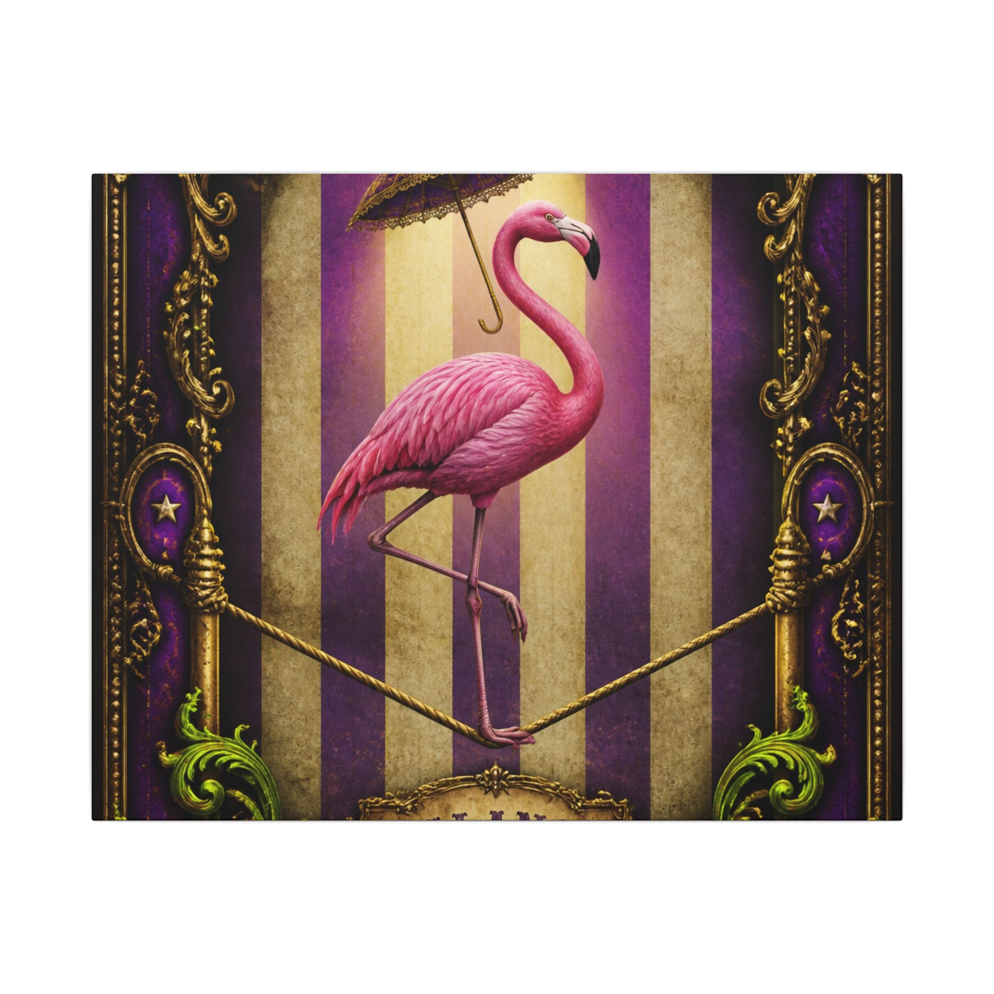 Flamingo Tightrope Wall Art Canvas 16×20 Baroque Home Office Decor Maximalist Print