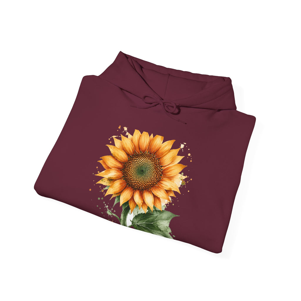 Matching Couple Sweatshirt - Sunflower & Moonflower Matching Couple Hooded Sweatshirt Watercolor Art His Hers Engagement Gift - Design A