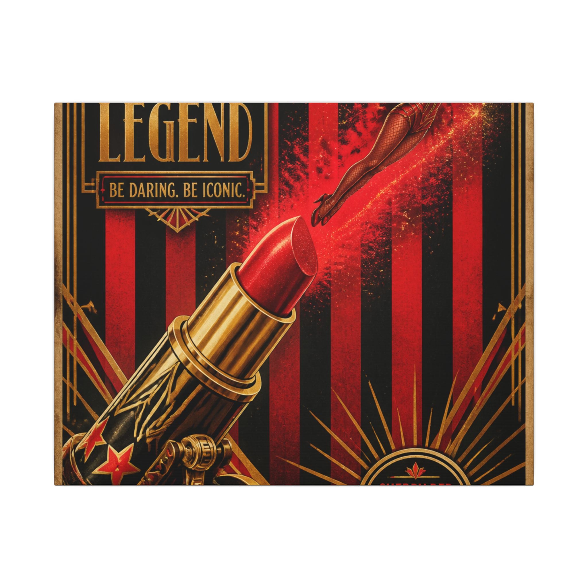 Lipstick Cannon Wall Art Canvas 24×36 Art Deco Bar Area Decor Maximalist Print