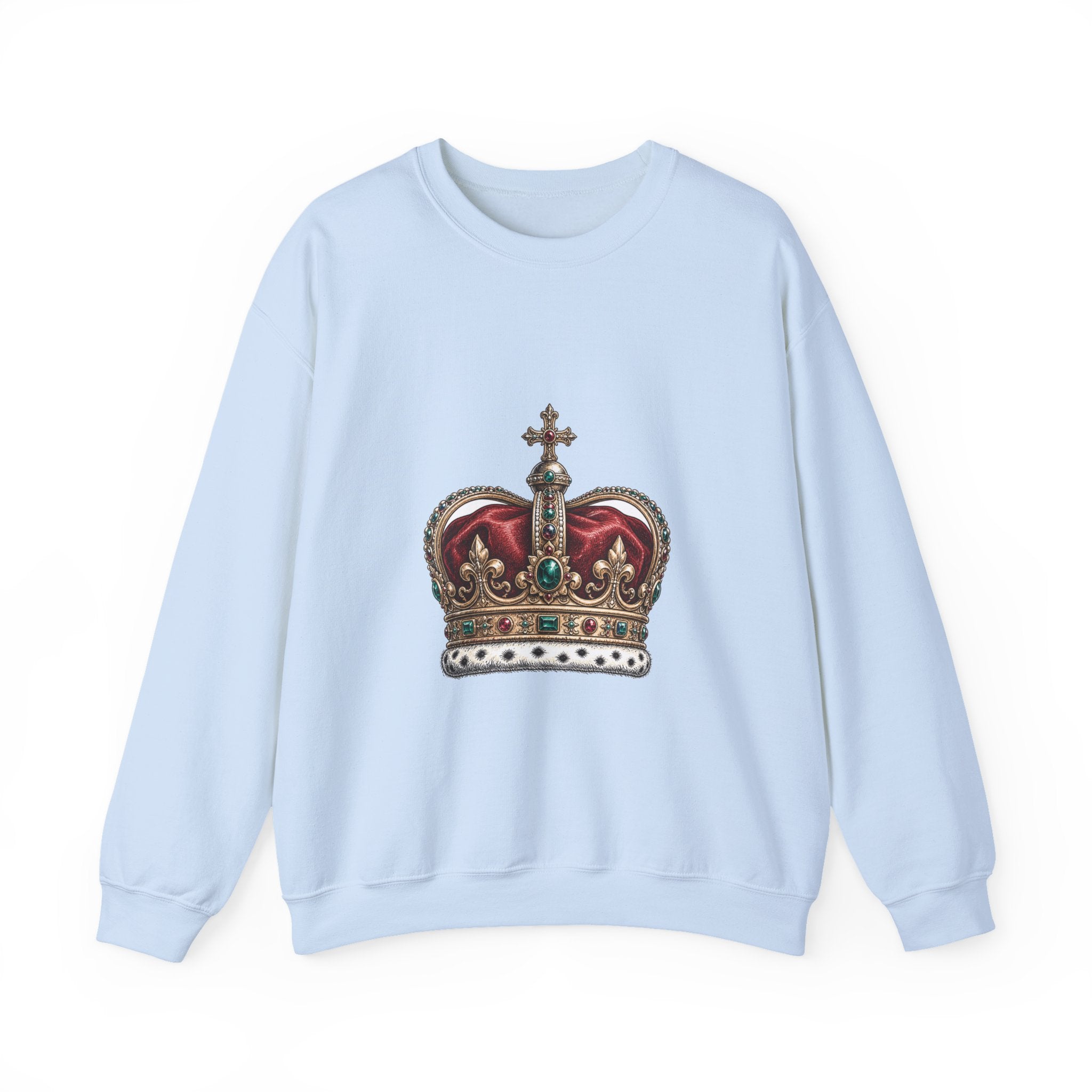 Matching Couple Sweatshirt - Crown & Shield Matching Couple Crewneck Sweatshirt Hand-Drawn Art His Hers Best Friend Gift - Design A