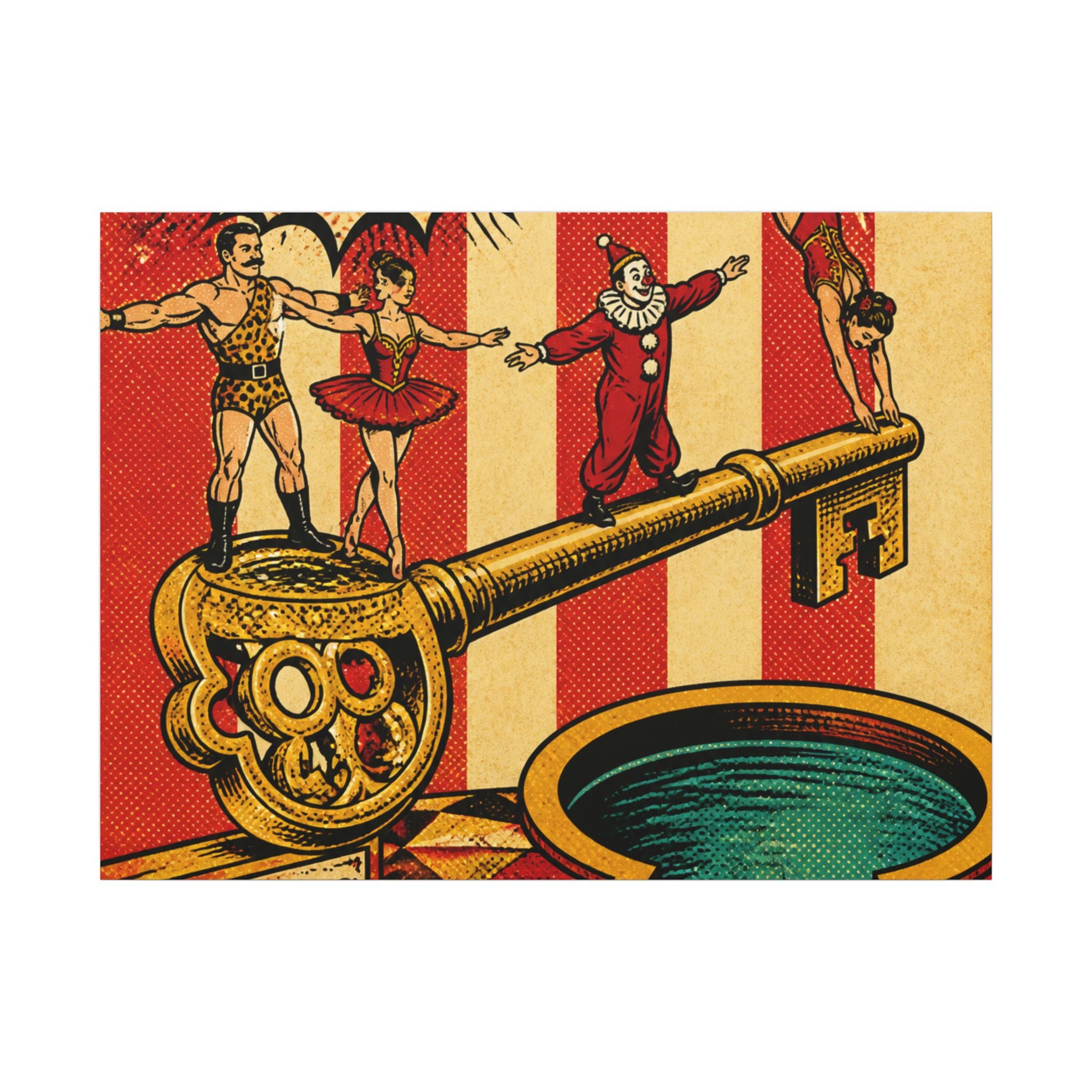 Giant Key Performance Wall Art Canvas 24×36 Pop Art Restaurant Decor Maximalist Print