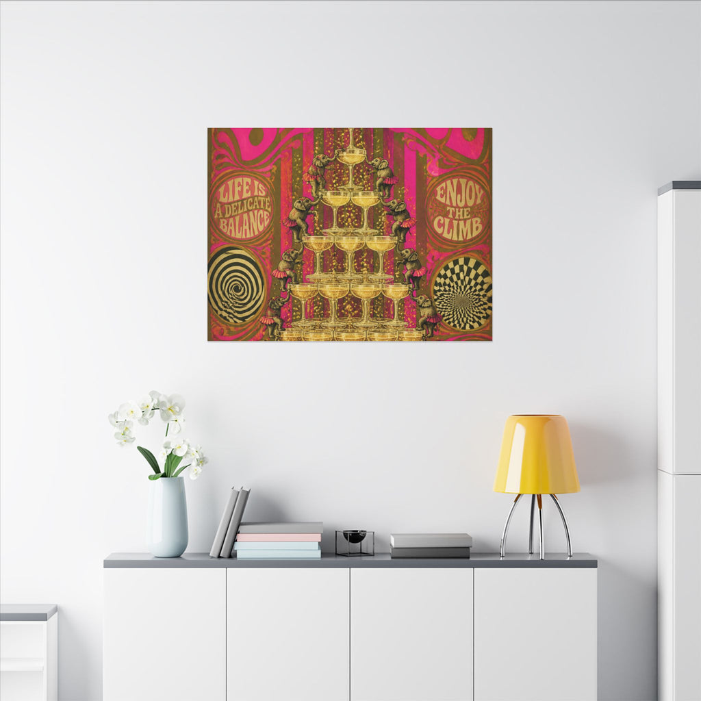 Champagne Tower Elephants Wall Art Canvas 16×20 Psychedelic Cafe Decor Maximalist Print