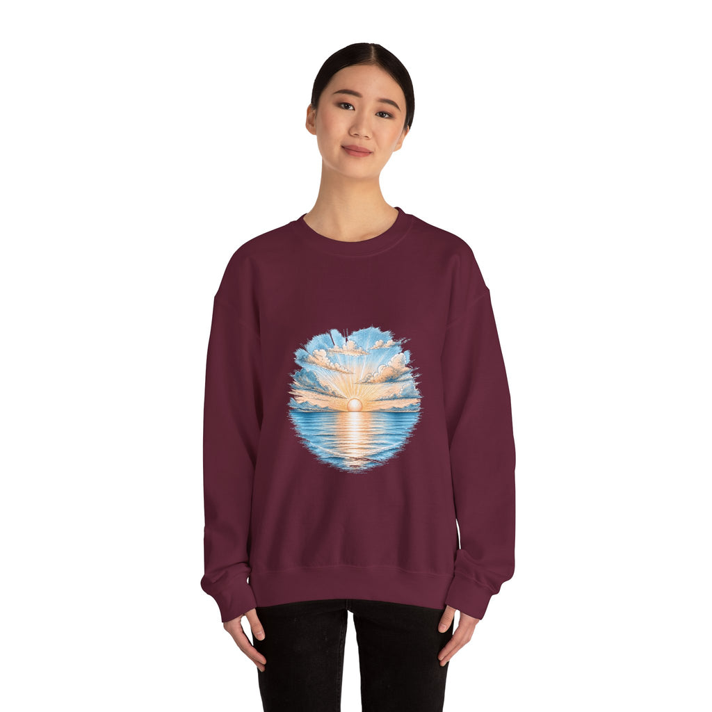 Matching Couple Sweatshirt - Sunrise & Sunset Matching Couple Crewneck Sweatshirt Hand-Drawn Art His Hers Best Friend Gift - Design A
