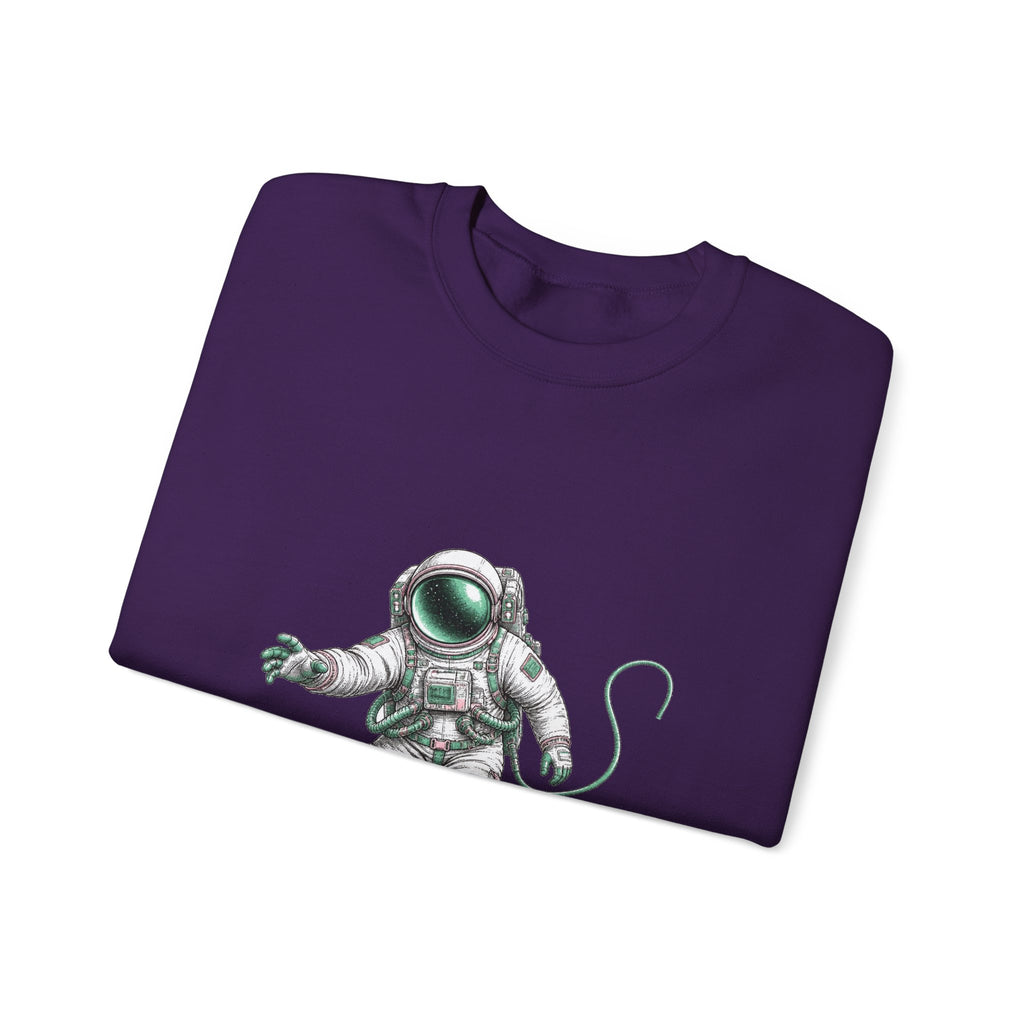 Matching Couple Sweatshirt - Astronaut & Planet Matching Couple Premium Fleece Sweatshirt Hand-Drawn Art His Hers Anniversary Gift - Design A