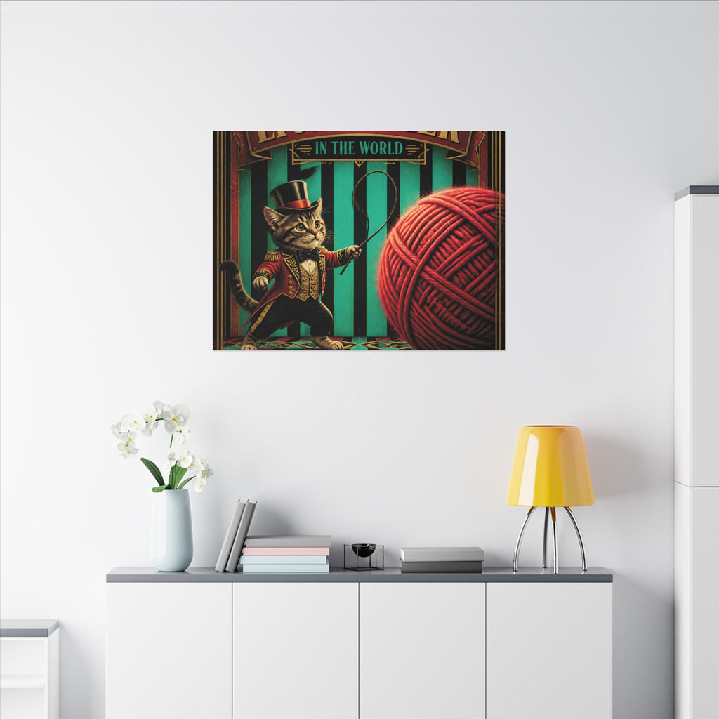 Cat Lion Tamer Wall Art Canvas 16×20 Art Deco Entryway Decor Maximalist Print