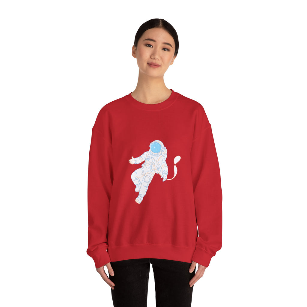 Matching Couple Sweatshirt - Astronaut & Planet Matching Couple Premium Fleece Sweatshirt Minimalist Art His Hers Christmas Gift - Design A
