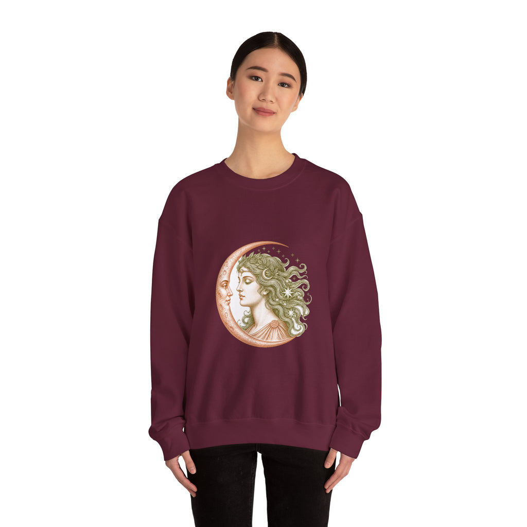 Matching Couple Sweatshirt - Helios & Selene Matching Couple Crewneck Sweatshirt Vintage Art His Hers Wedding Gift - Design B