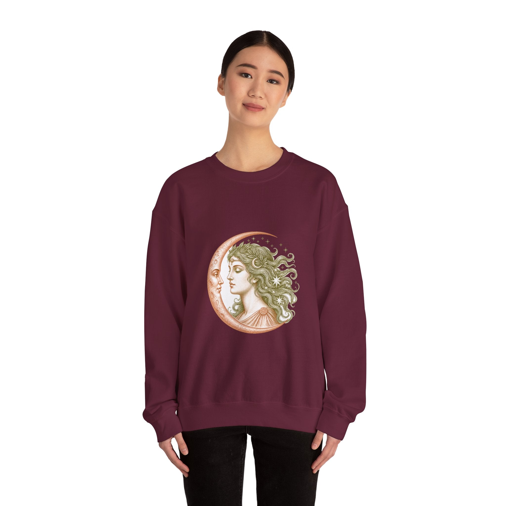 Matching Couple Sweatshirt - Helios & Selene Matching Couple Crewneck Sweatshirt Vintage Art His Hers Wedding Gift - Design B