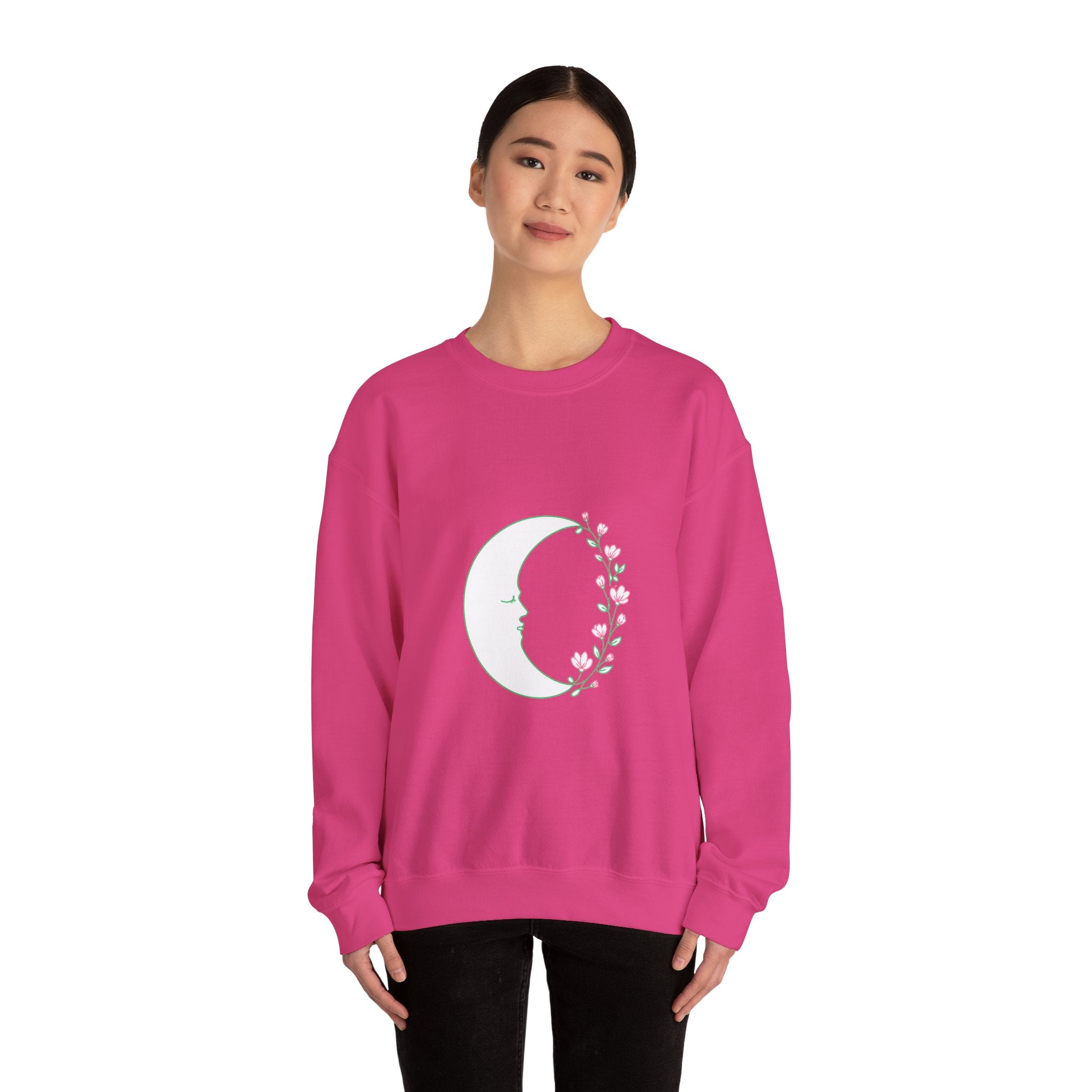 Matching Couple Sweatshirt - Waxing & Waning Moon Matching Couple Crewneck Sweatshirt Minimalist Art His Hers Valentine Gift - Design A