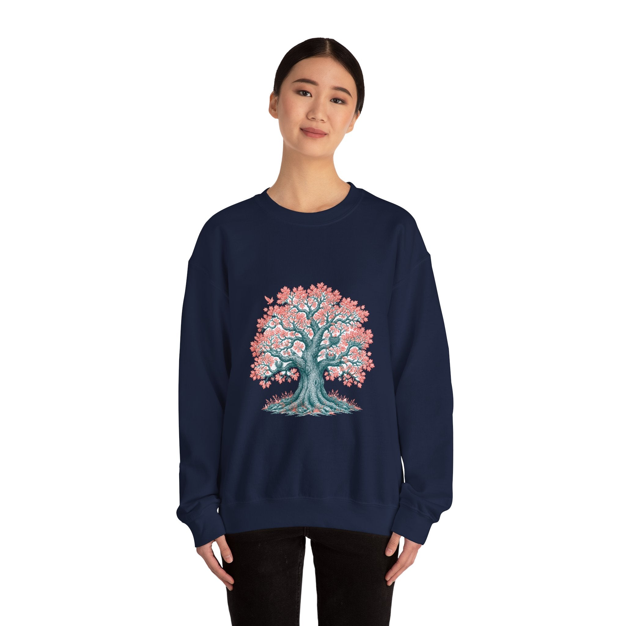 Matching Couple Sweatshirt - Ancient Oak & Deep Roots Matching Couple Crewneck Sweatshirt Hand-Drawn Art His Hers Best Friend Gift - Design A