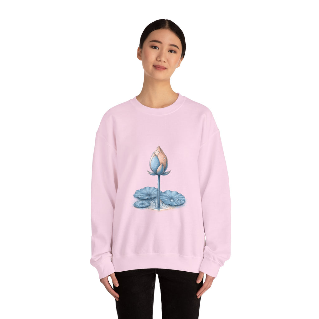 Matching Couple Sweatshirt - Open & Closed Lotus Matching Couple Premium Fleece Sweatshirt Vintage Art His Hers Honeymoon Gift - Design B