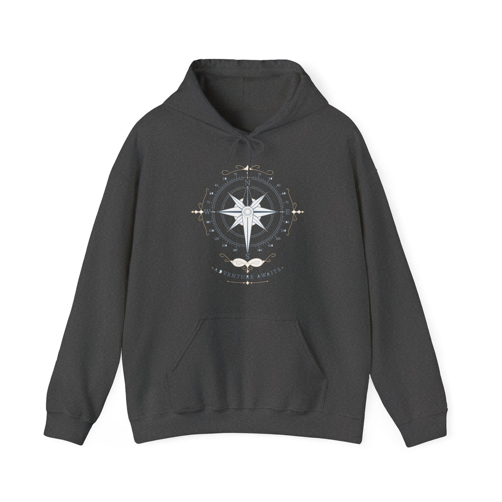 Matching Couple Sweatshirt - Compass North & South Matching Couple Hooded Sweatshirt Minimalist Art His Hers Valentine Gift - Design B