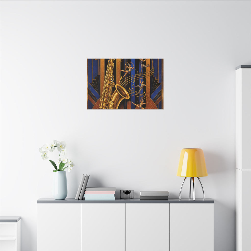 Saxophone Music Circus Wall Art Canvas 16×20 Art Deco Entryway Decor Maximalist Print