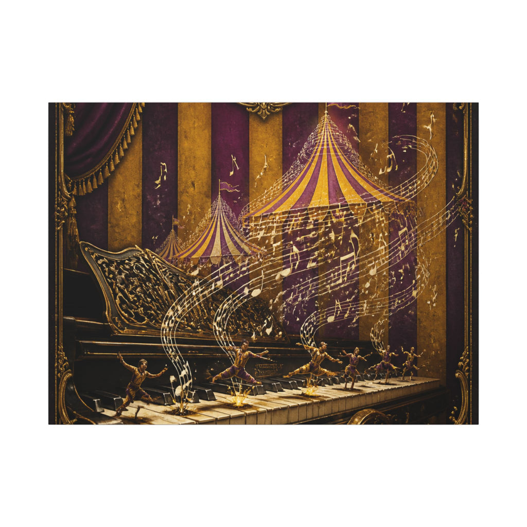 Grand Piano Acrobats Wall Art Canvas 24×36 Baroque Studio Decor Maximalist Print