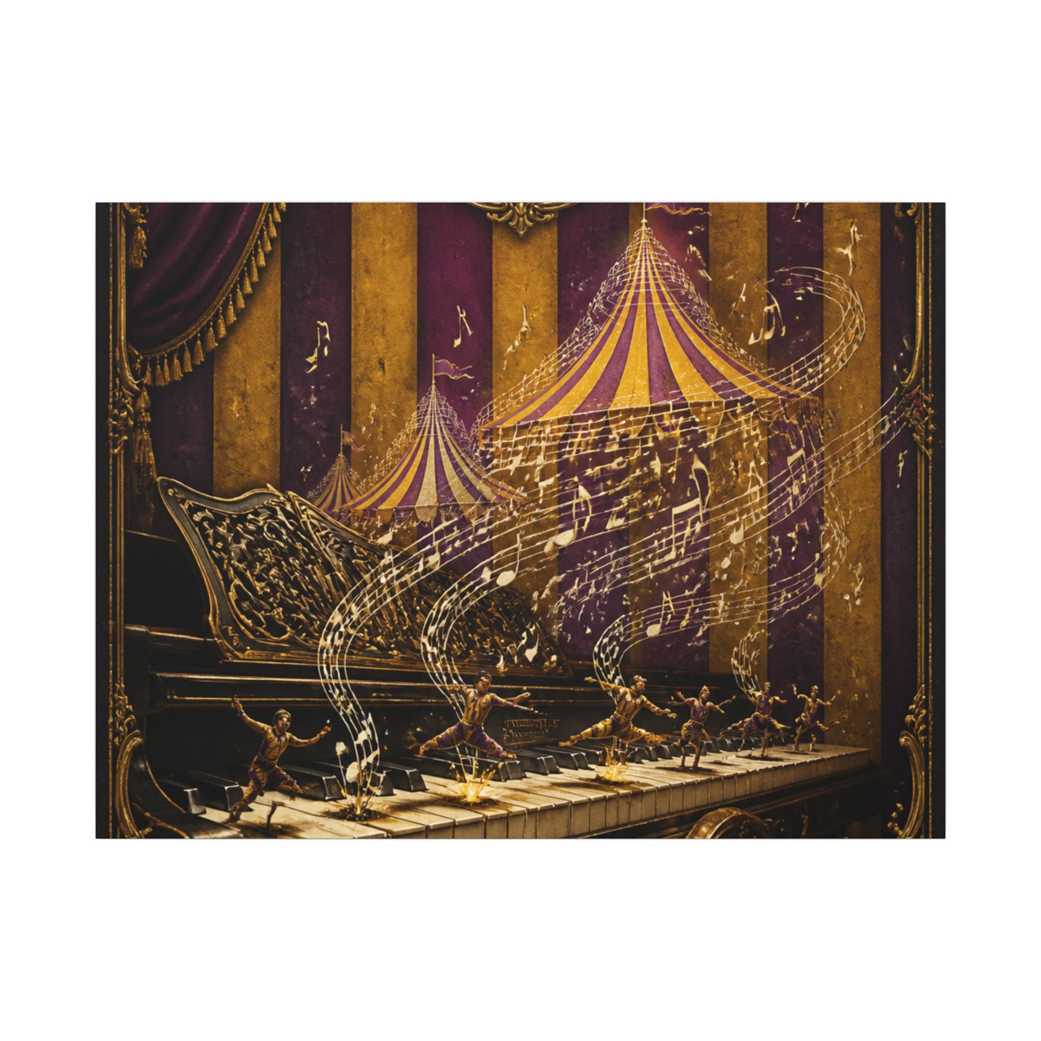Grand Piano Acrobats Wall Art Canvas 24×36 Baroque Studio Decor Maximalist Print