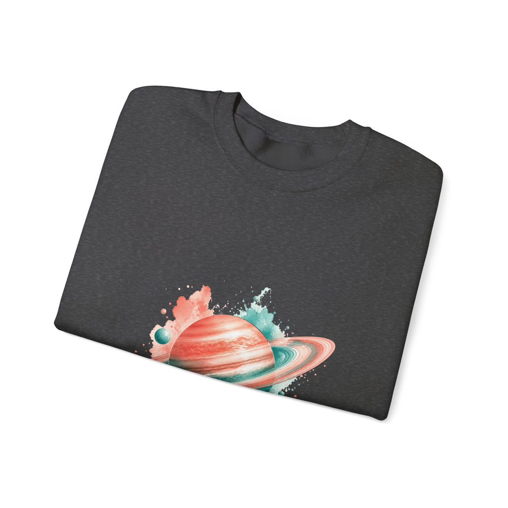 Matching Couple Sweatshirt - Saturn & Jupiter Matching Couple Premium Fleece Sweatshirt Watercolor Art His Hers Birthday Gift - Design A