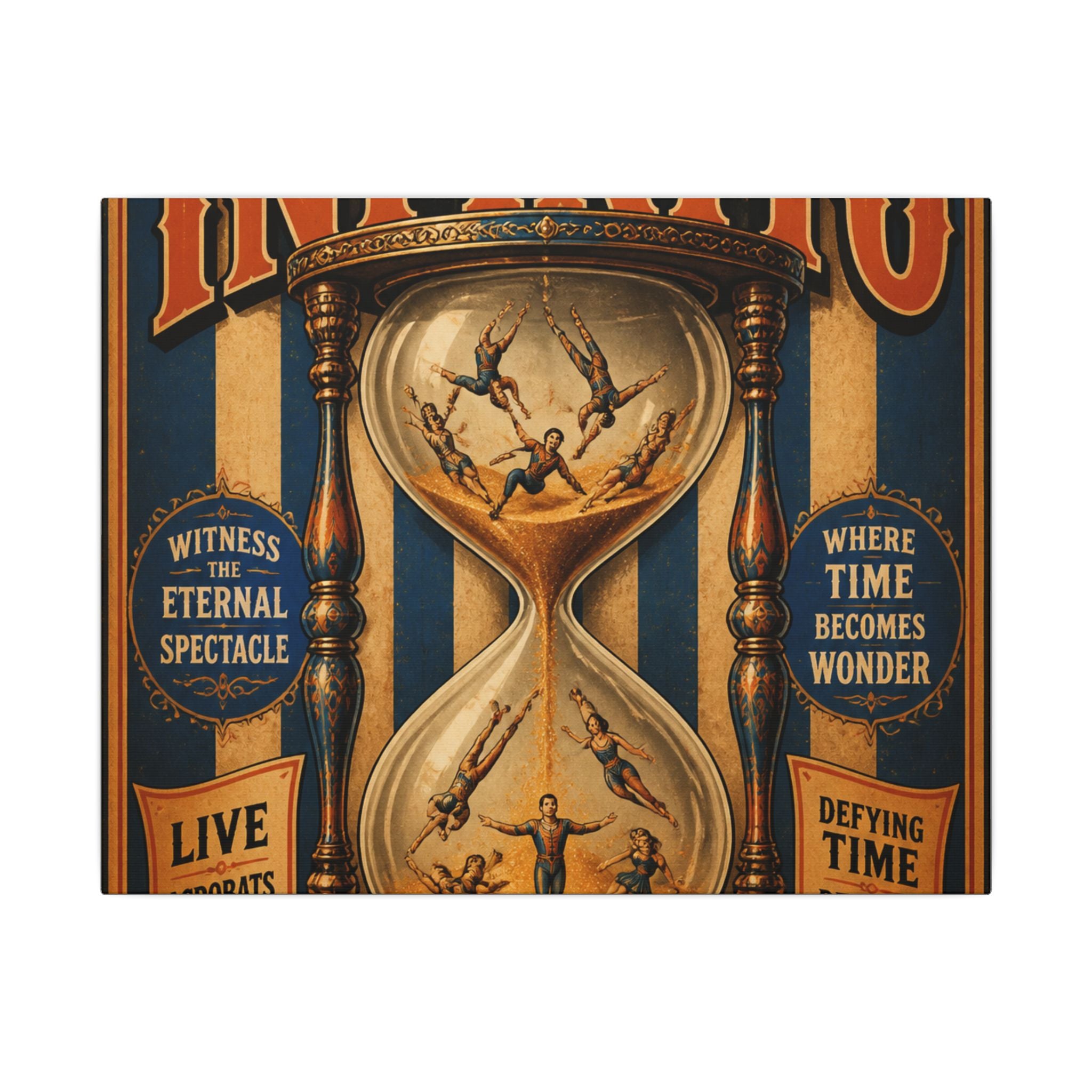 Hourglass Acrobats Wall Art Canvas 16×20 Vintage Circus Kitchen Decor Maximalist Print