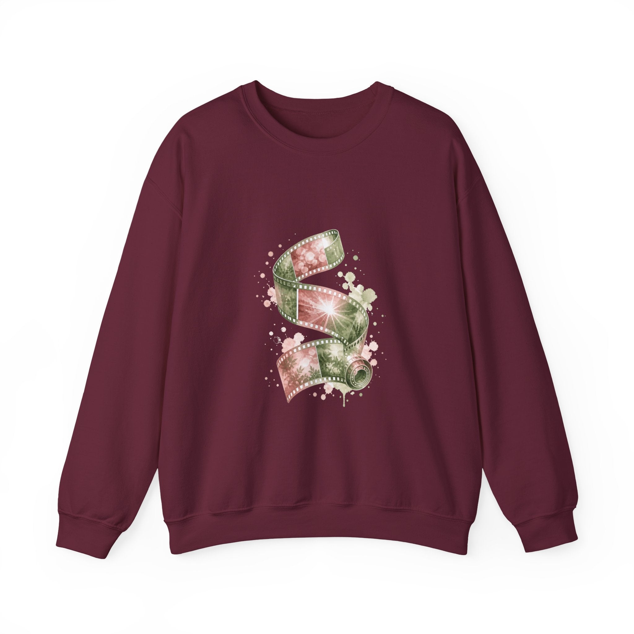 Matching Couple Sweatshirt - Camera & Film Matching Couple Crewneck Sweatshirt Watercolor Art His Hers Engagement Gift - Design B