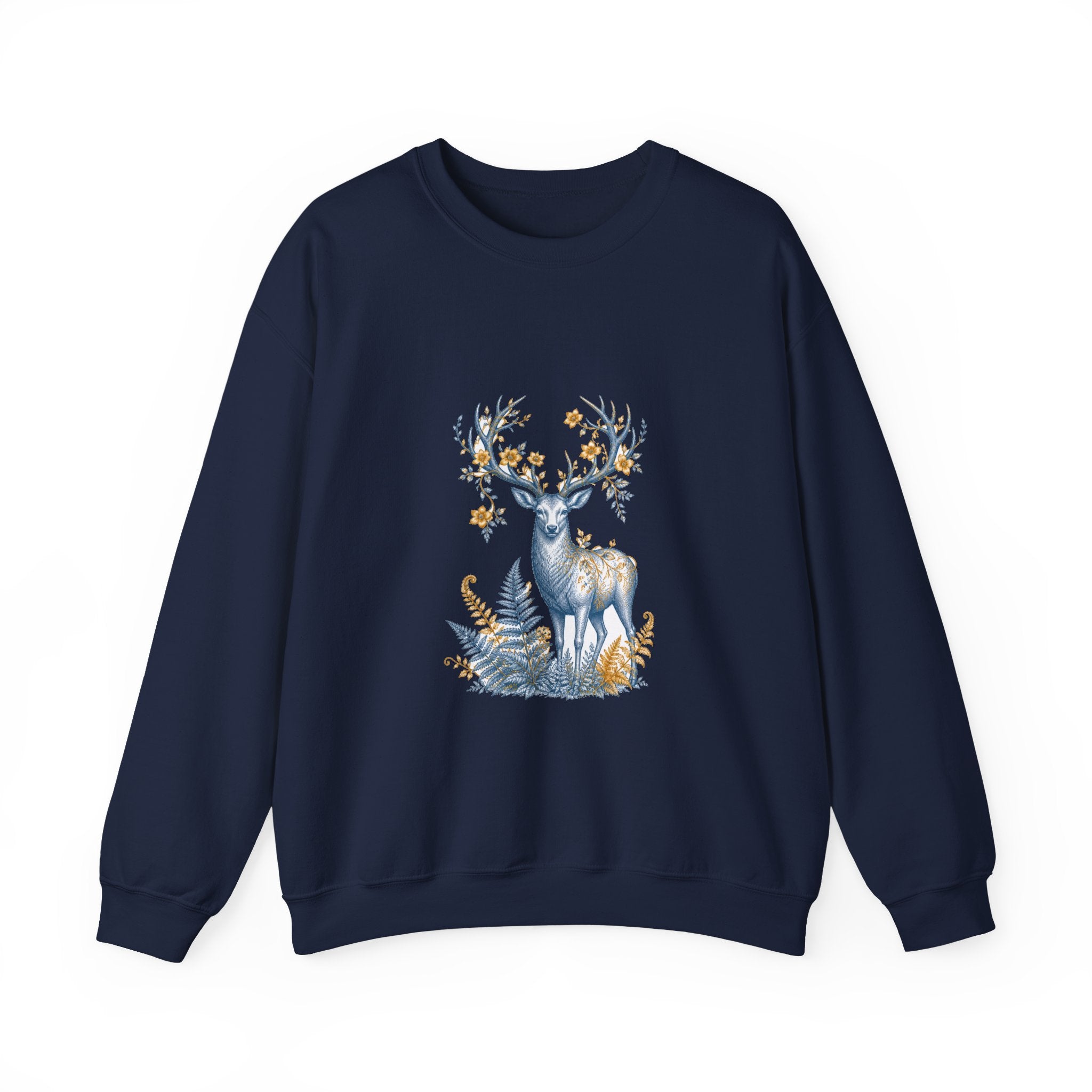 Matching Couple Sweatshirt - Bear & Deer Matching Couple Crewneck Sweatshirt Vintage Art His Hers Wedding Gift - Design B