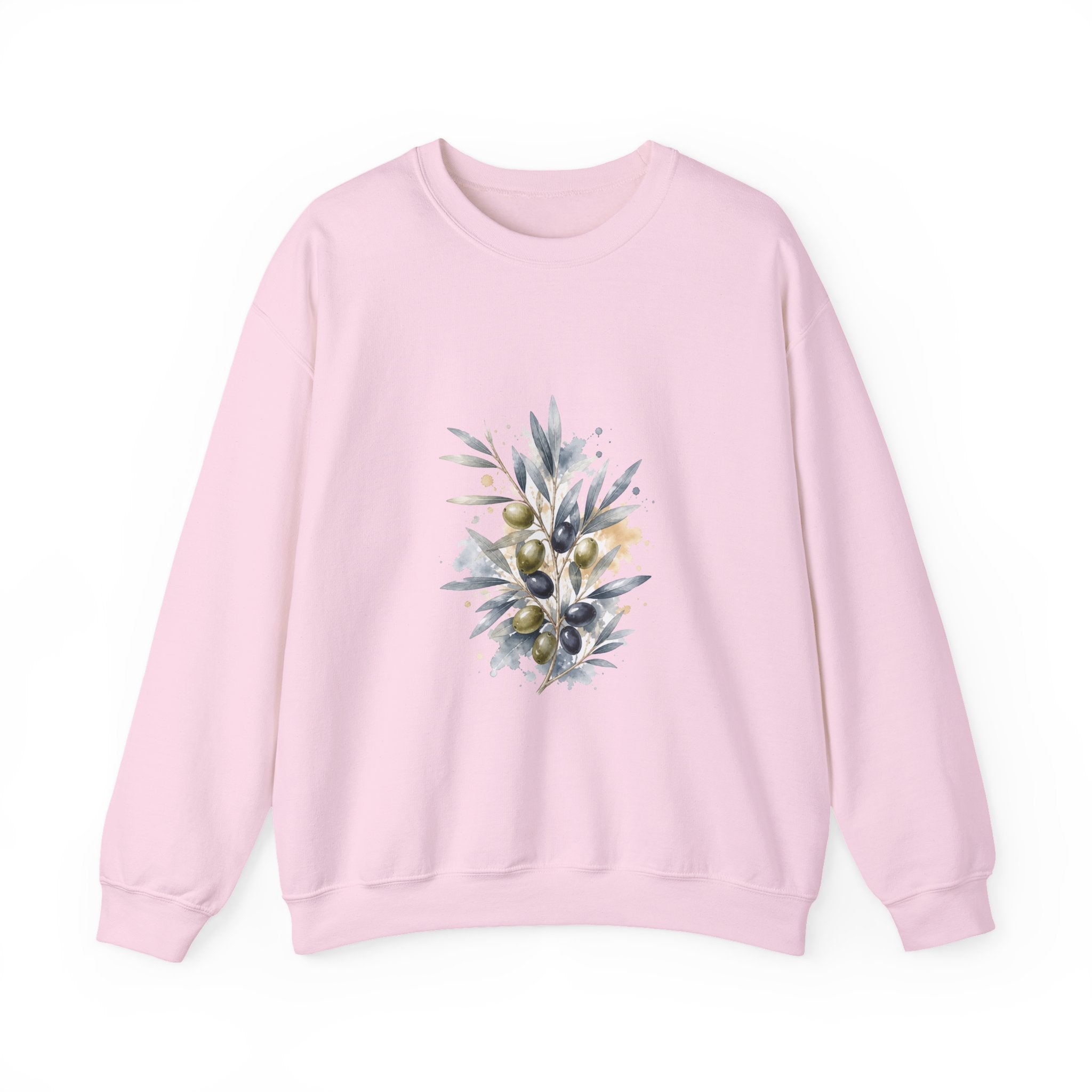 Matching Couple Sweatshirt - Olive Branch & Fig Matching Couple Crewneck Sweatshirt Watercolor Art His Hers Engagement Gift - Design A