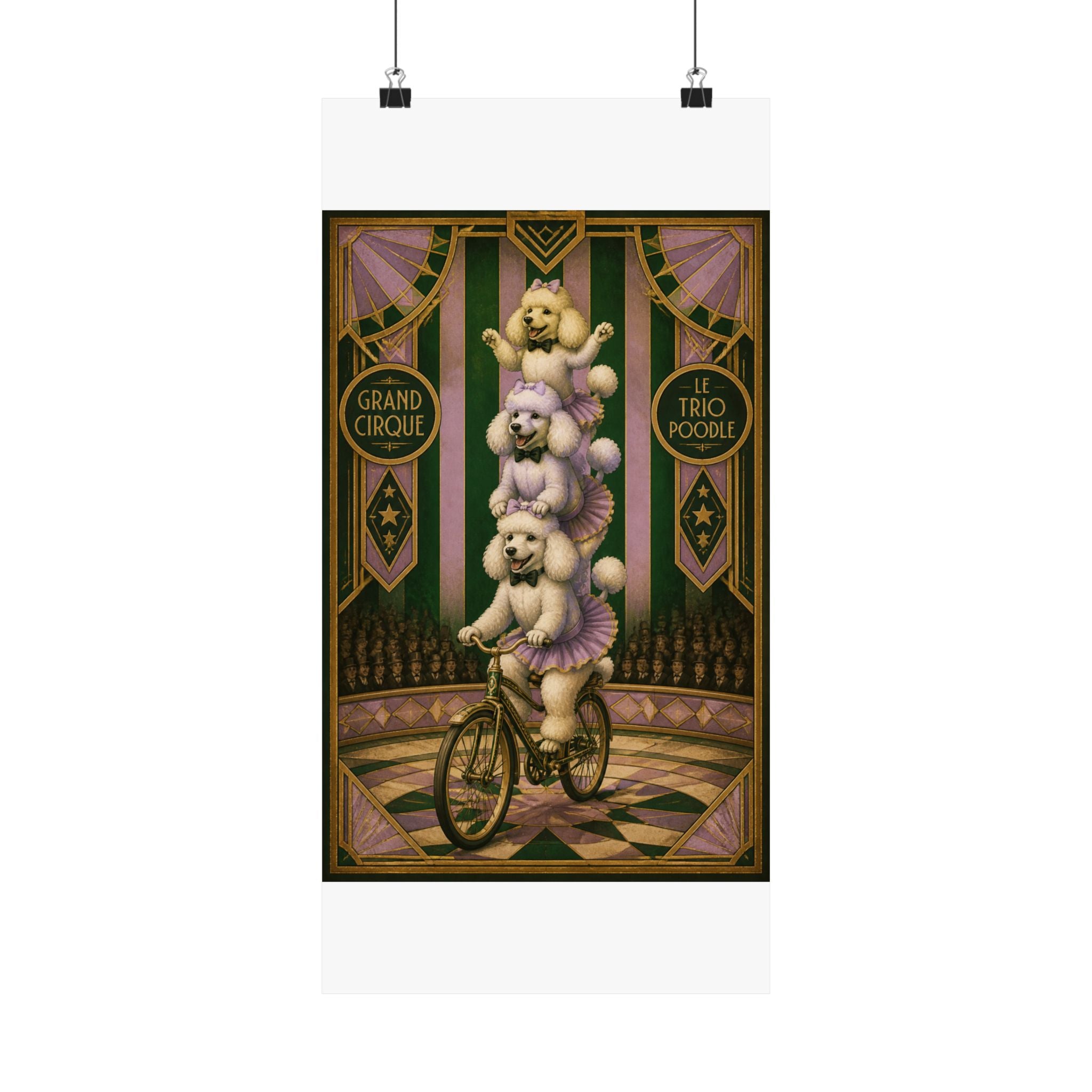 Poodle Stack Bicycle Wall Art Poster 24×36 Art Deco Bar Area Decor Maximalist Print