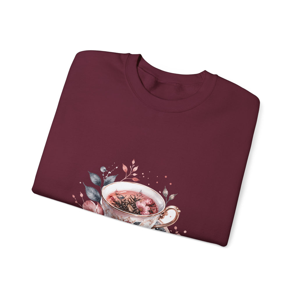 Matching Couple Sweatshirt - Coffee & Tea Matching Couple Premium Fleece Sweatshirt Watercolor Art His Hers Birthday Gift - Design B