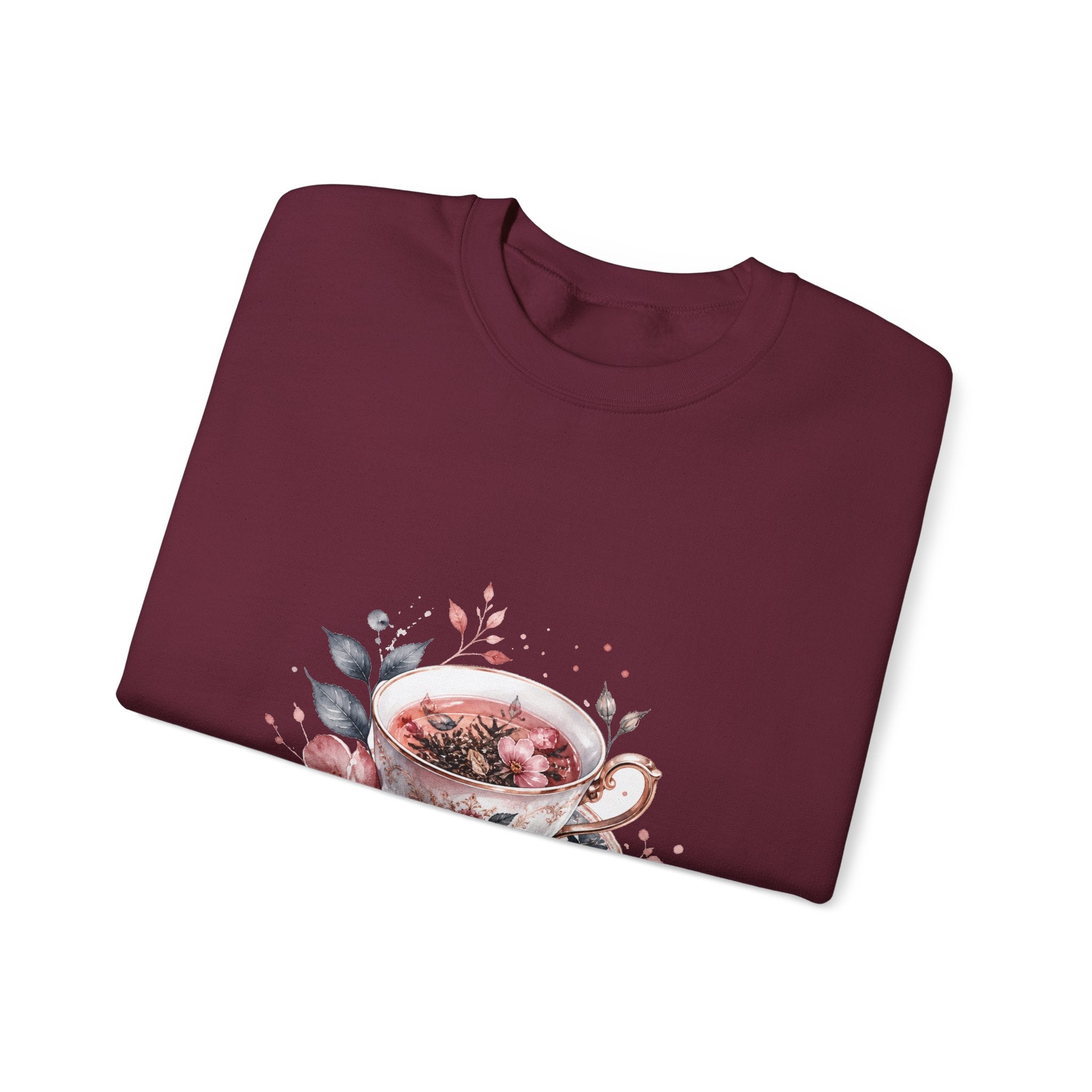 Matching Couple Sweatshirt - Coffee & Tea Matching Couple Premium Fleece Sweatshirt Watercolor Art His Hers Birthday Gift - Design B