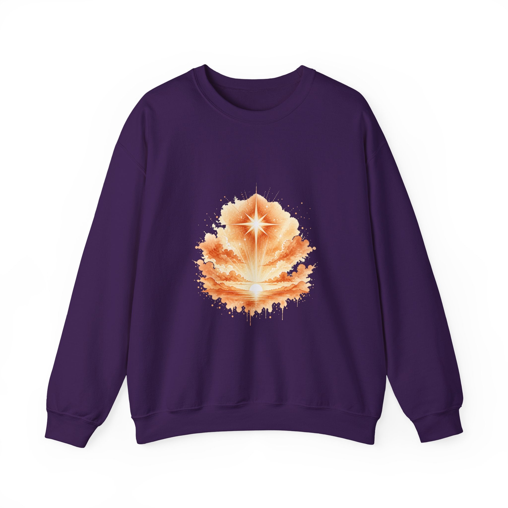 Matching Couple Sweatshirt - Evening & Morning Star Matching Couple Premium Fleece Sweatshirt Watercolor Art His Hers Birthday Gift - Design B