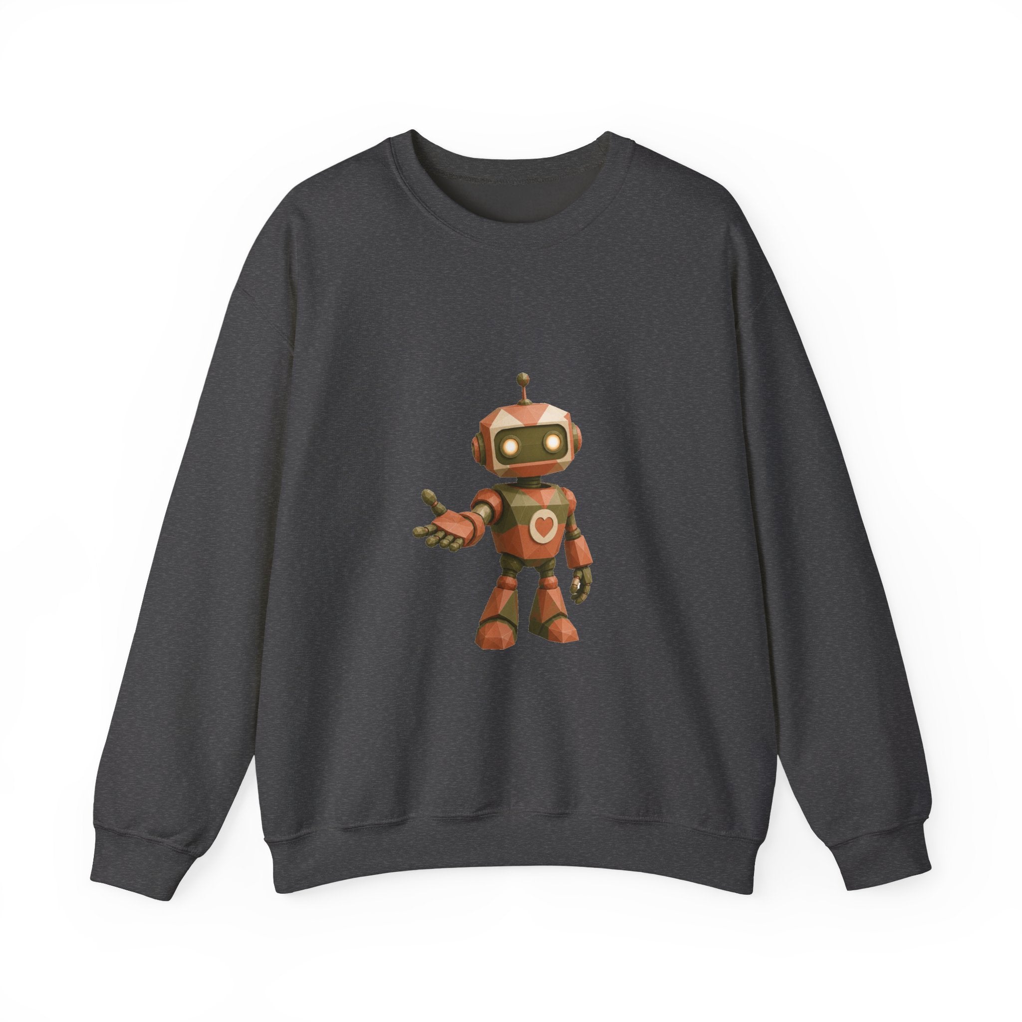 Matching Couple Sweatshirt - Robot & Heart Matching Couple Crewneck Sweatshirt Geometric Art His Hers Couple Gift - Design A