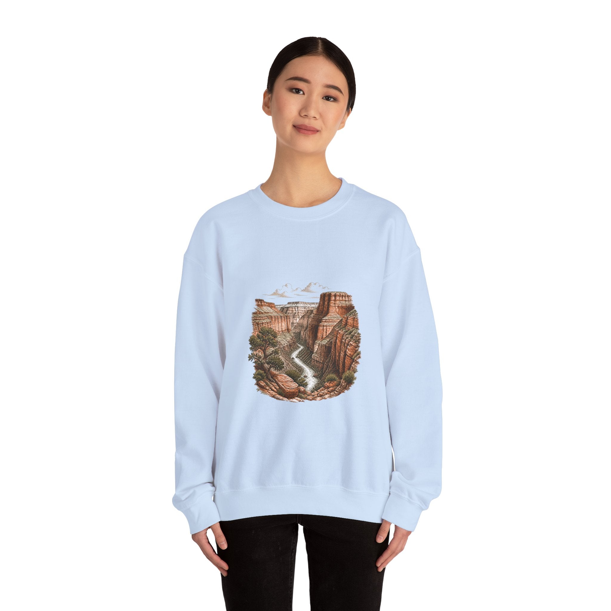 Matching Couple Sweatshirt - Lavender Fields & Canyon Matching Couple Premium Fleece Sweatshirt Hand-Drawn Art His Hers Anniversary Gift - Design B