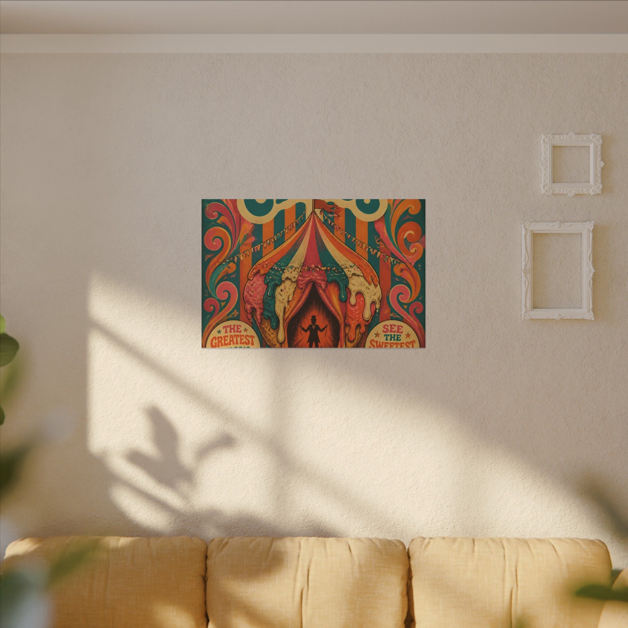Ice Cream Cone Circus Tent Wall Art Canvas 24×36 Psychedelic Dining Room Decor Maximalist Print