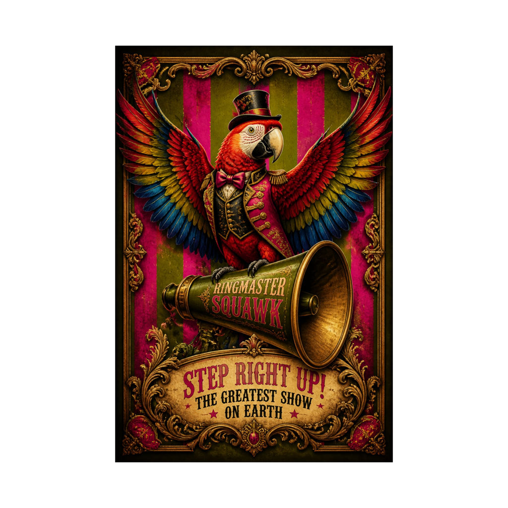Parrot Ringmaster Wall Art Poster 18×24 Baroque Home Office Decor Maximalist Print