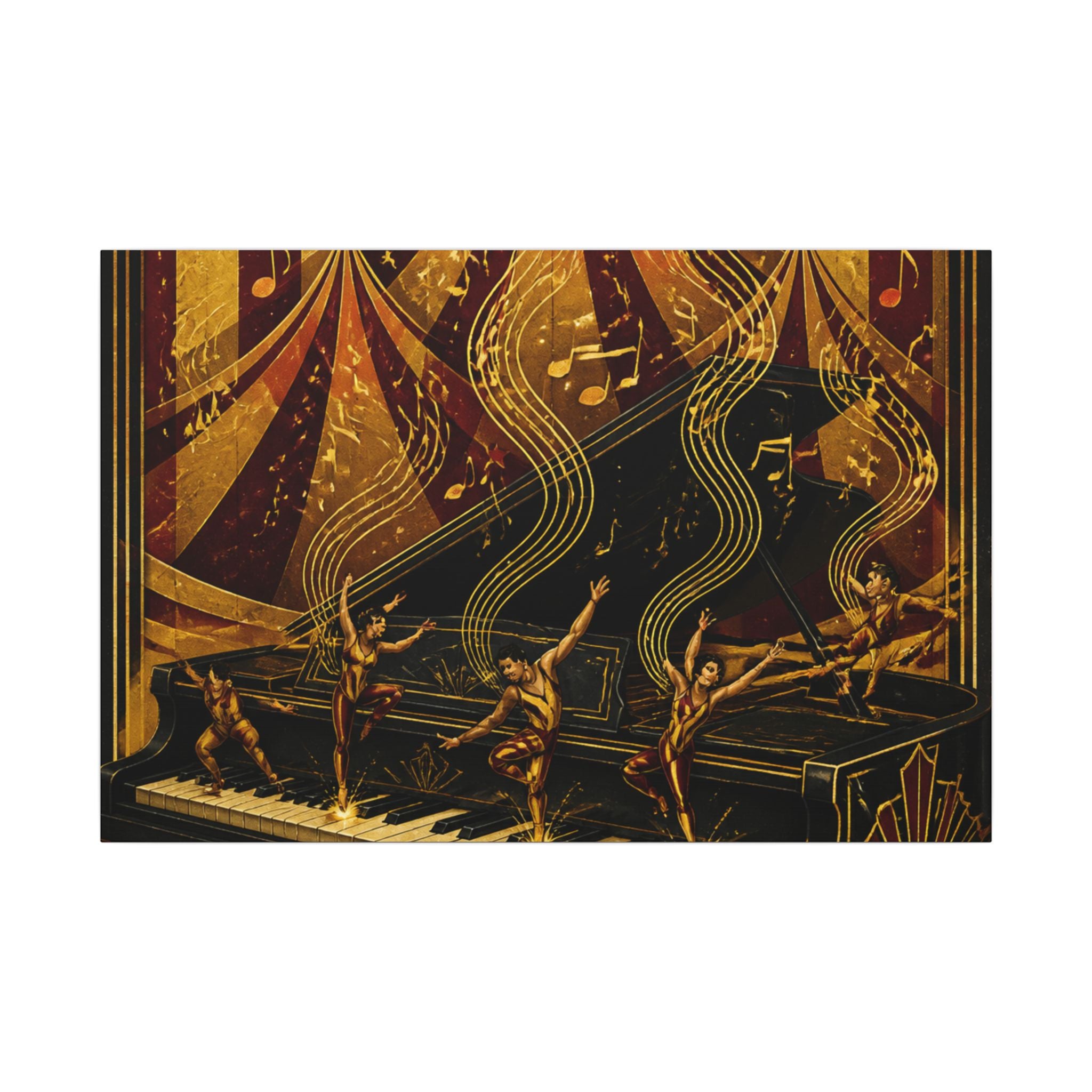 Grand Piano Acrobats Wall Art Canvas 24×36 Art Deco Bar Area Decor Maximalist Print
