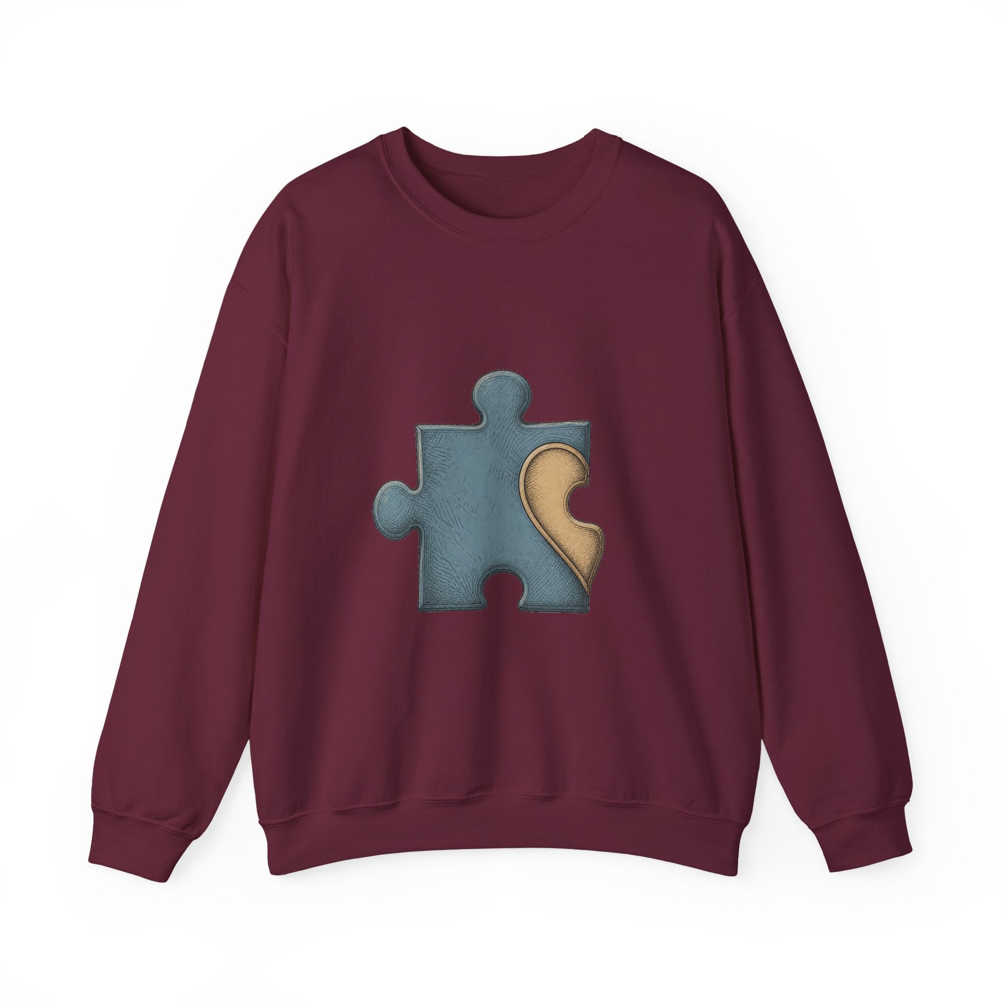Matching Couple Sweatshirt - Puzzle Pieces Matching Couple Comfort Colors Crew Hand-Drawn Art His Hers Anniversary Gift - Design A