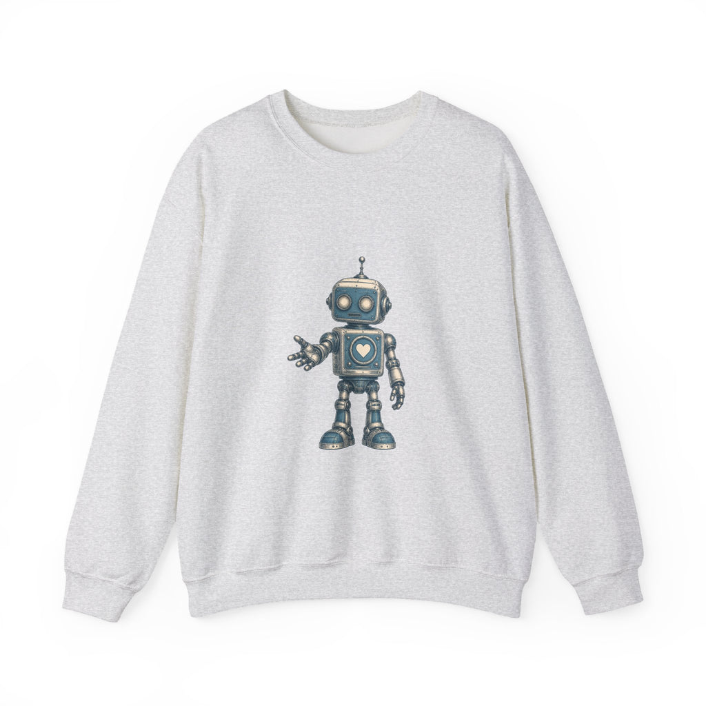 Matching Couple Sweatshirt - Robot & Heart Matching Couple Premium Fleece Sweatshirt Vintage Art His Hers Honeymoon Gift - Design A
