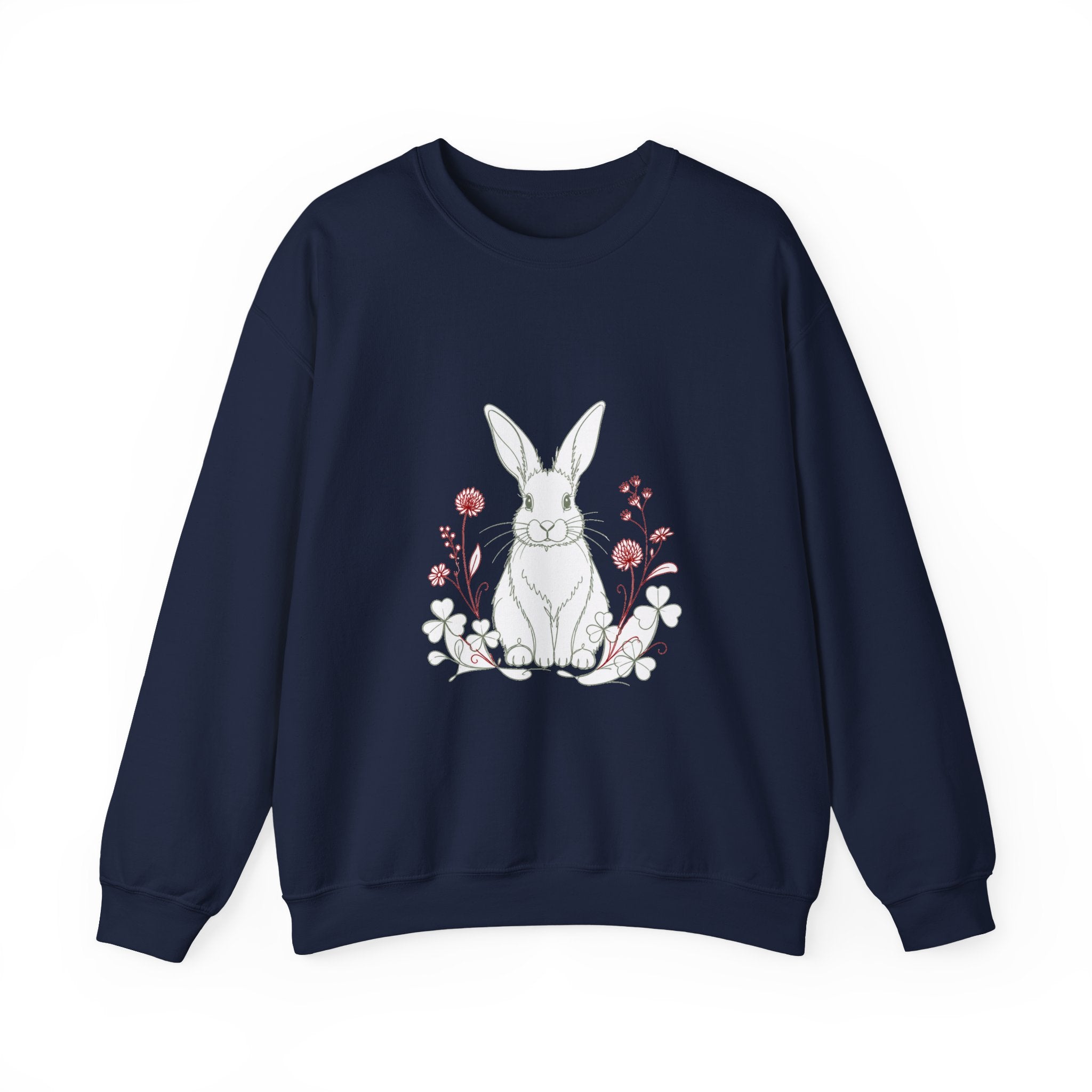 Matching Couple Sweatshirt - Fox & Rabbit Matching Couple Crewneck Sweatshirt Minimalist Art His Hers Valentine Gift - Design B
