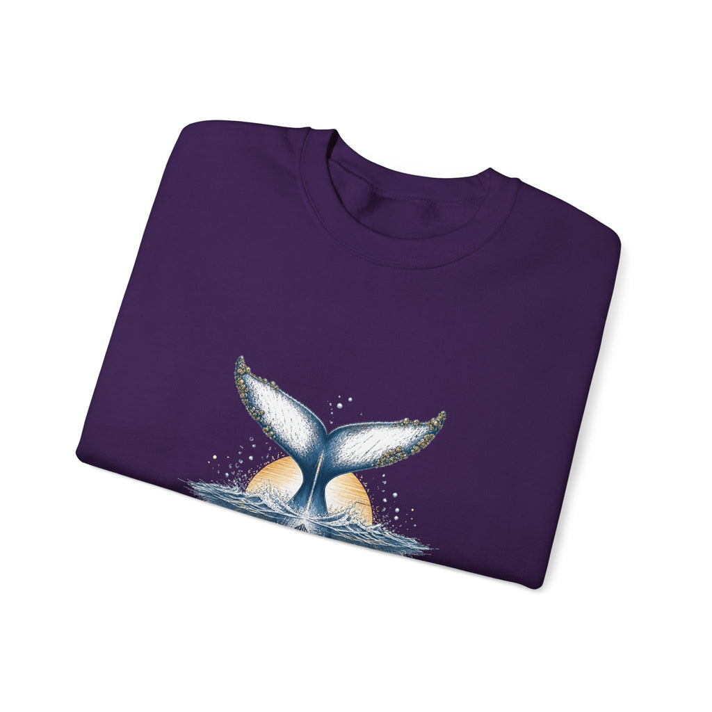 Matching Couple Sweatshirt - Eagle & Whale Matching Couple Premium Fleece Sweatshirt Hand-Drawn Art His Hers Anniversary Gift - Design B