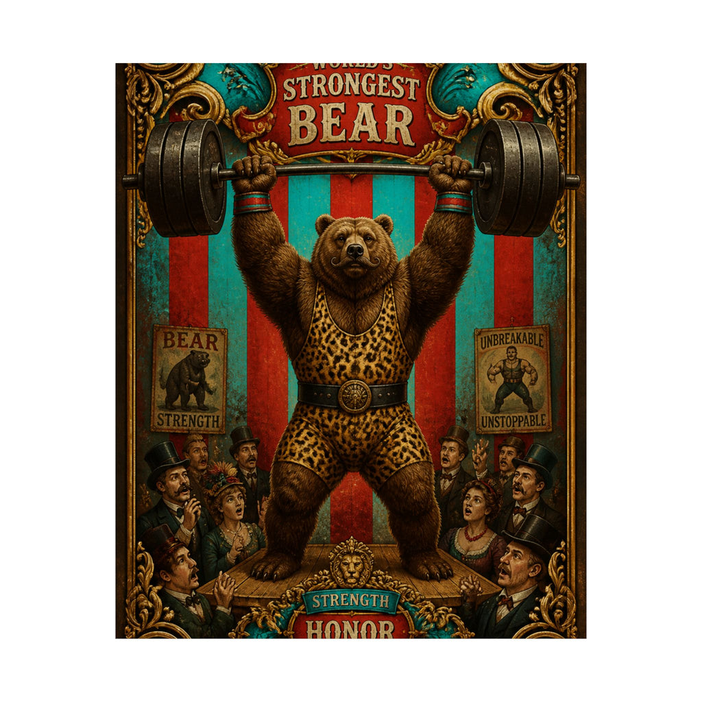 Strongman Bear Wall Art Poster 24×36 Baroque Studio Decor Maximalist Print