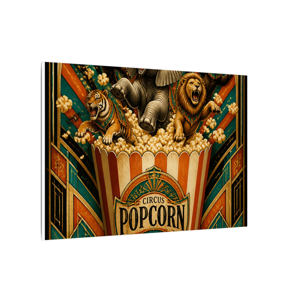Popcorn Box Animals Wall Art Canvas 16×20 Art Deco Entryway Decor Maximalist Print