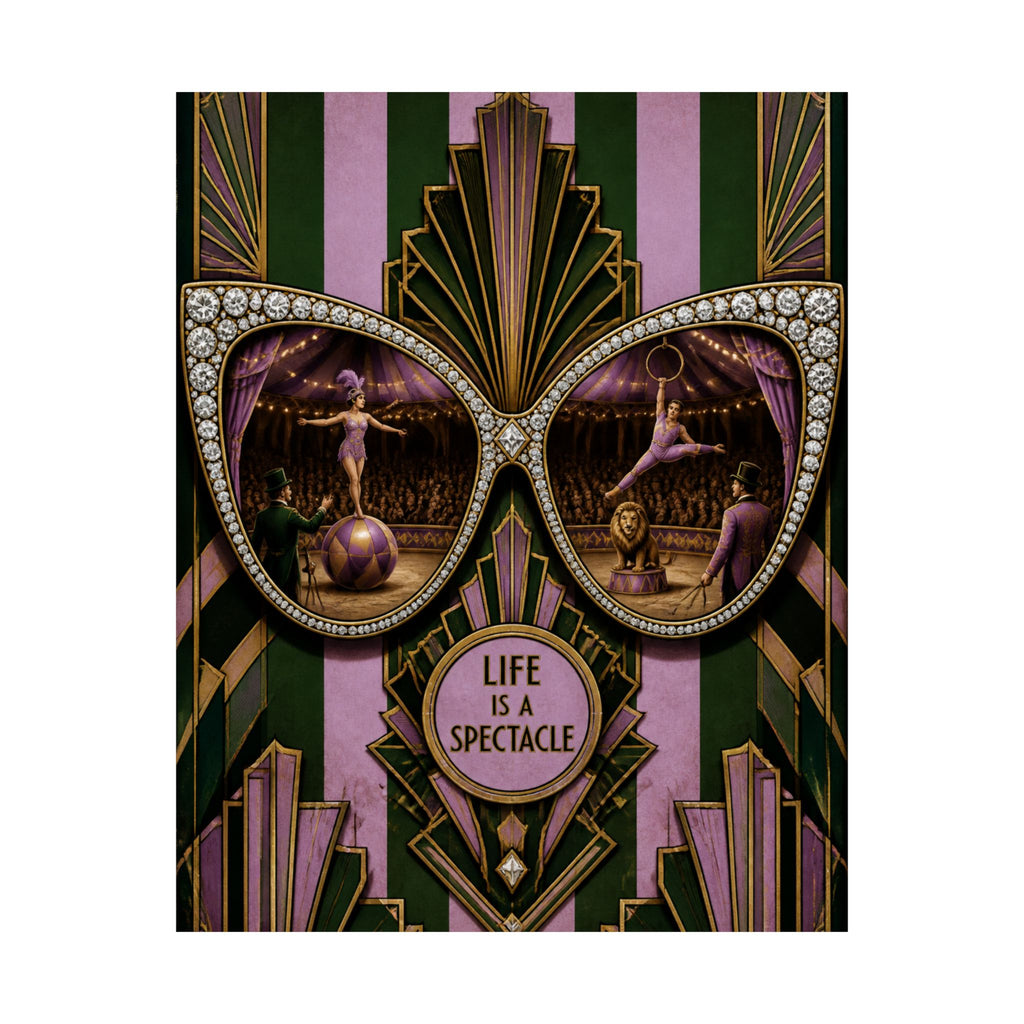 Sunglasses Circus Ring Wall Art Poster 24×36 Art Deco Bar Area Decor Maximalist Print