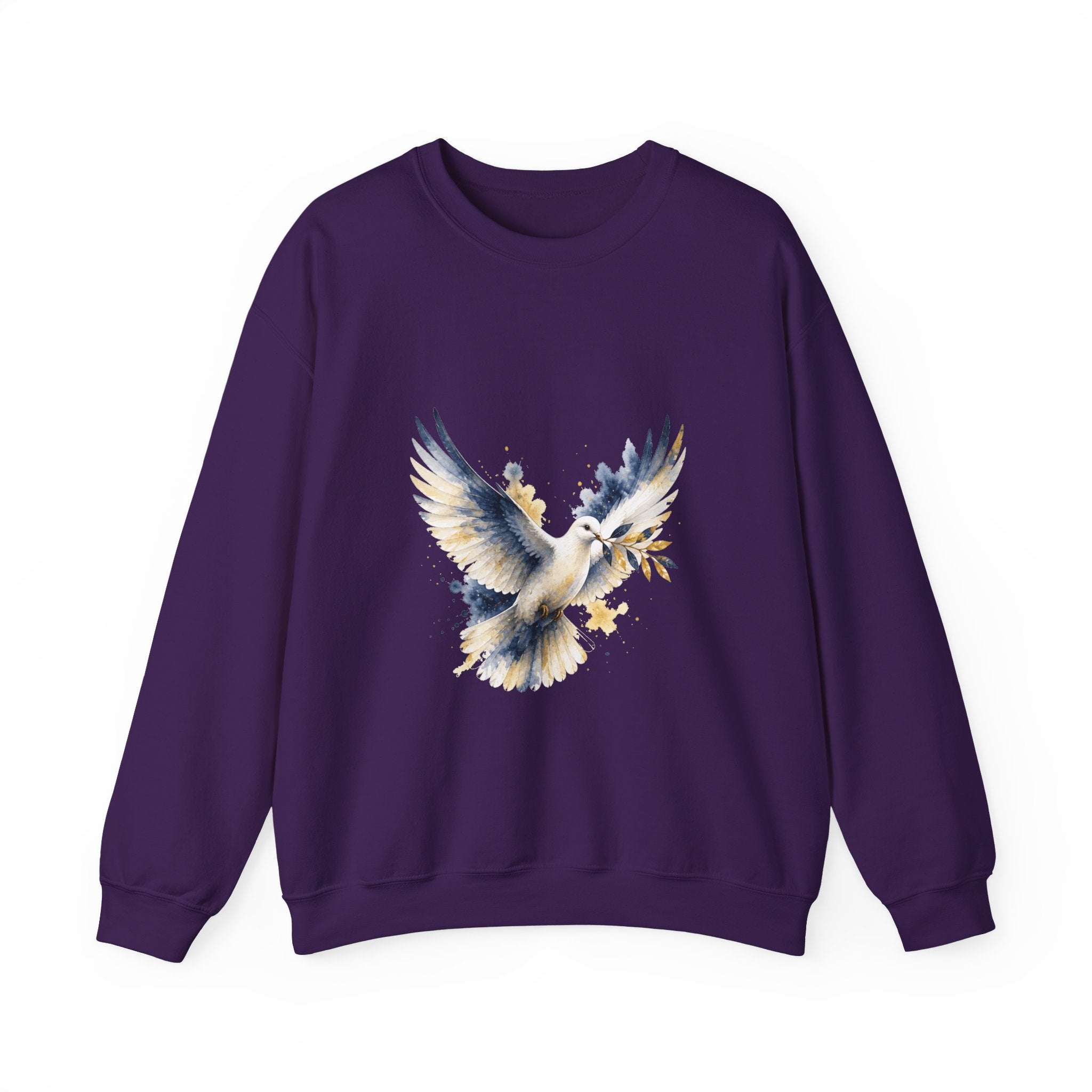 Matching Couple Sweatshirt - Wolf & Dove Matching Couple Comfort Colors Crew Watercolor Art His Hers Birthday Gift - Design B