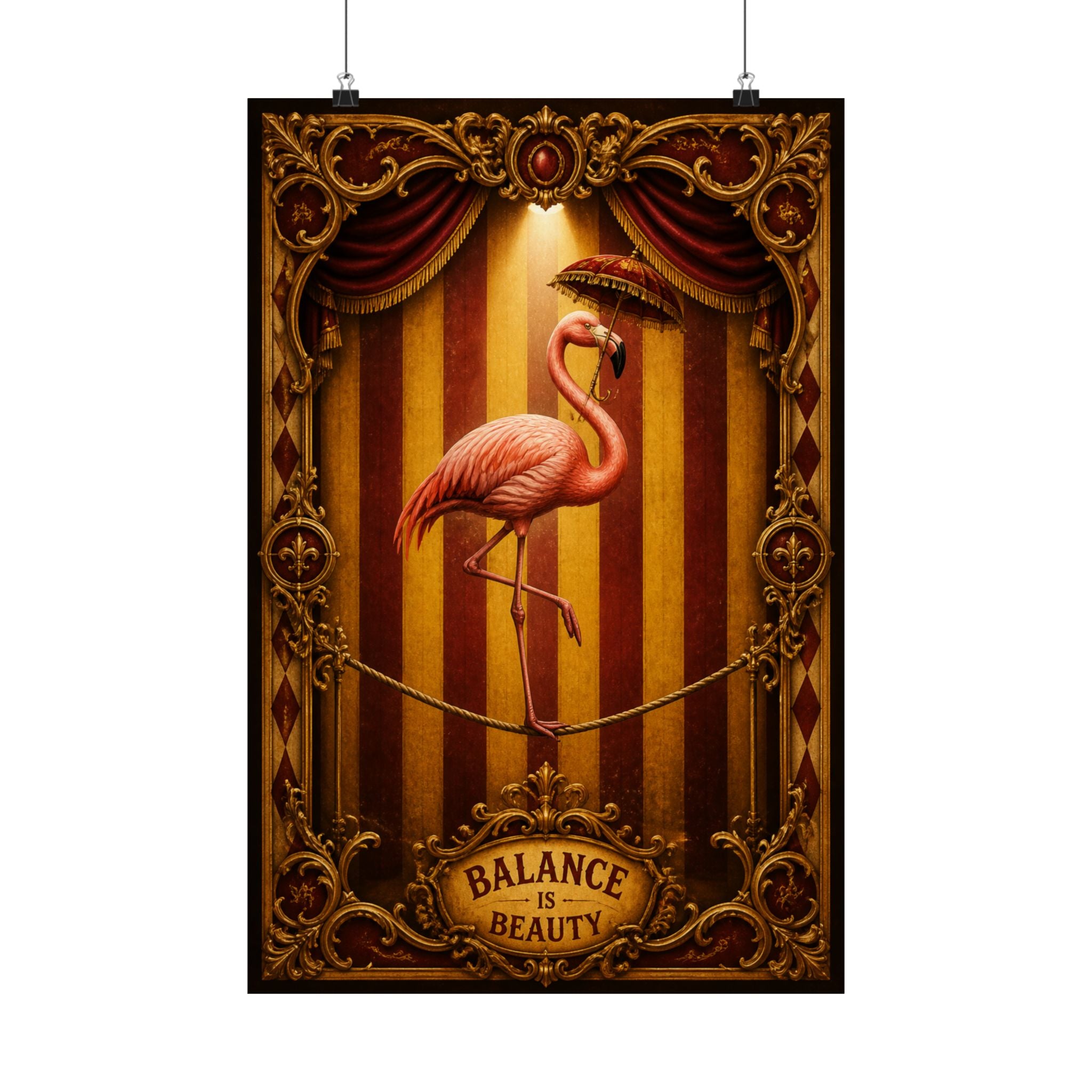 Flamingo Tightrope Wall Art Poster 24×36 Baroque Studio Decor Maximalist Print