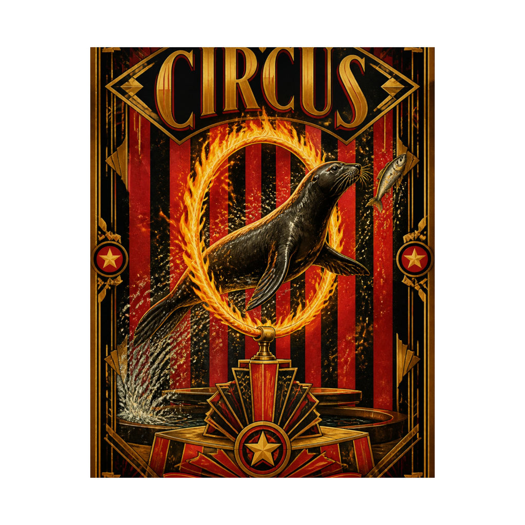 Seal Fire Hoop Wall Art Poster 18×24 Art Deco Entryway Decor Maximalist Print