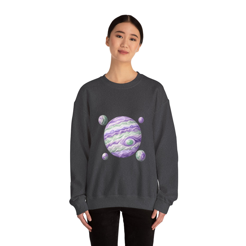 Matching Couple Sweatshirt - Saturn & Jupiter Matching Couple Crewneck Sweatshirt Geometric Art His Hers Couple Gift - Design B