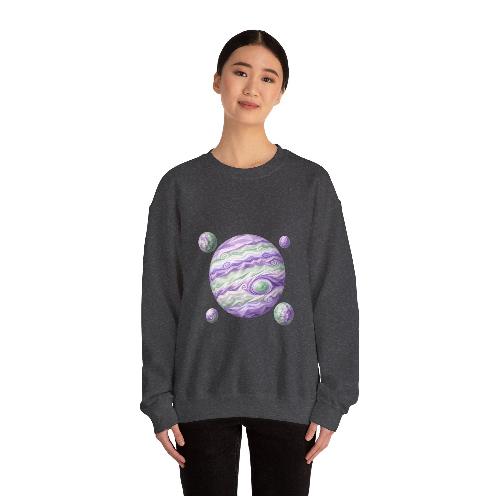 Matching Couple Sweatshirt - Saturn & Jupiter Matching Couple Crewneck Sweatshirt Geometric Art His Hers Couple Gift - Design B