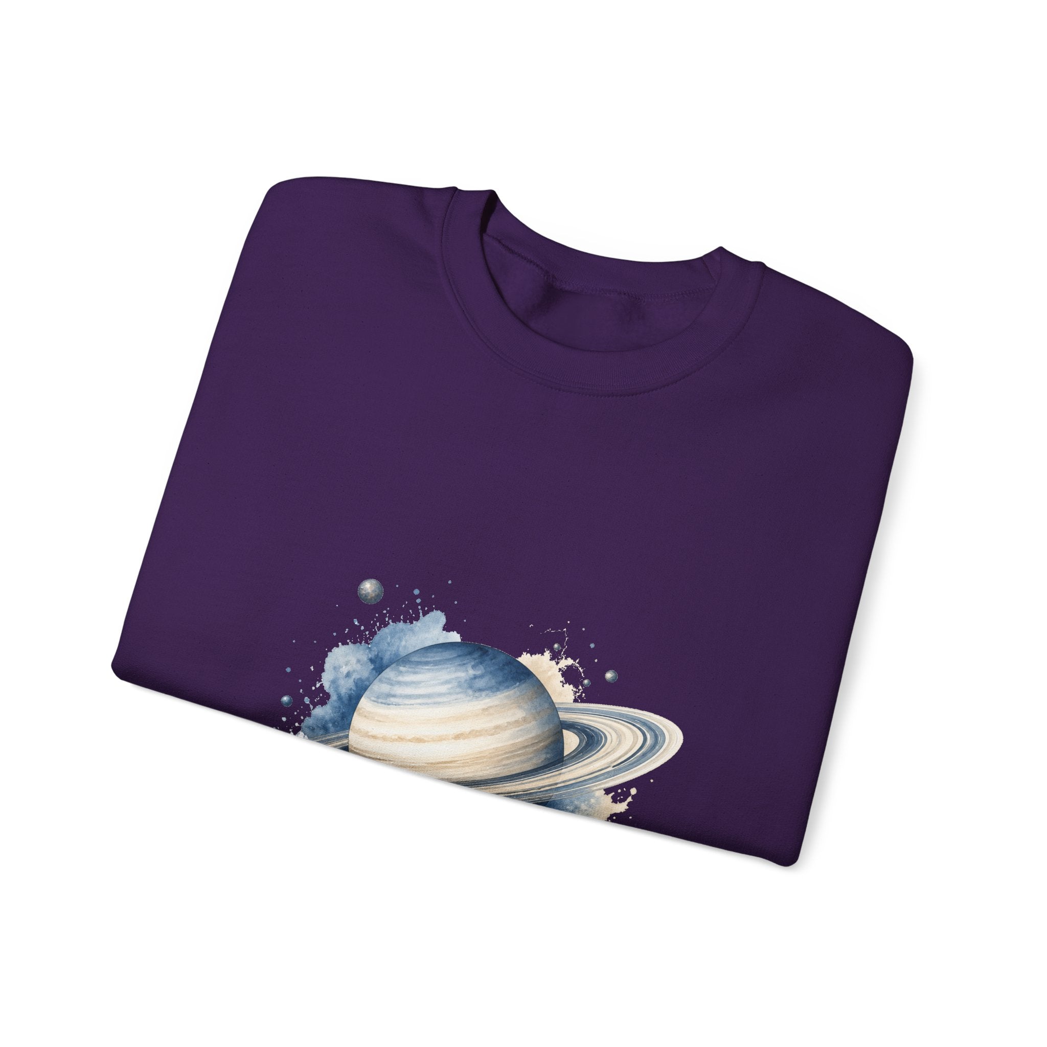 Matching Couple Sweatshirt - Saturn & Jupiter Matching Couple Crewneck Sweatshirt Watercolor Art His Hers Engagement Gift - Design A
